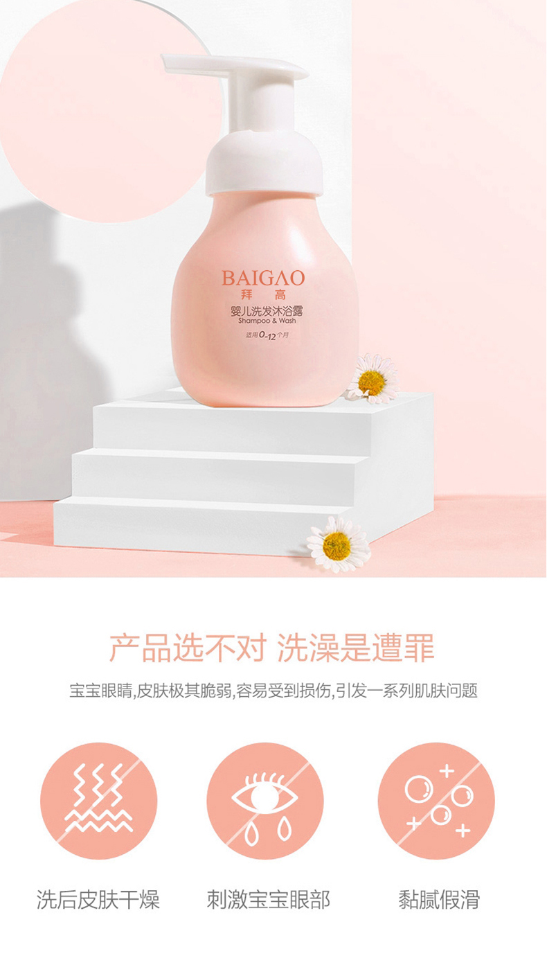 婴幼童洗发沐浴二合一OEM