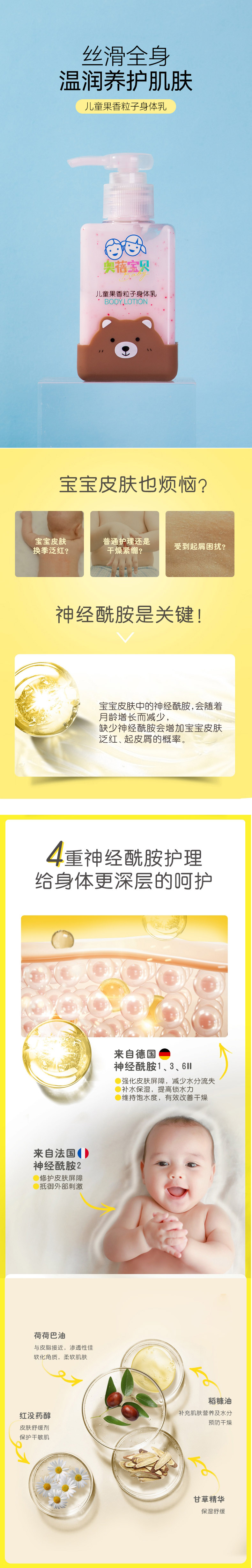 儿童果香粒子身体乳OEM定制代加工